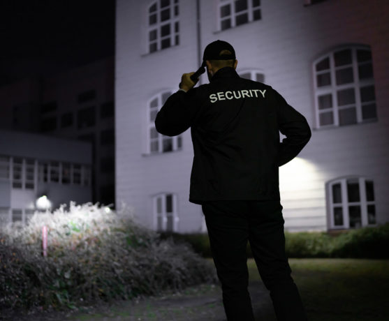 Armed Security Guard scouting the perimeter in Chesapeake  